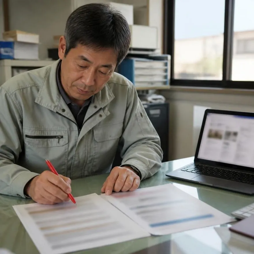 会議室で求人票を見比べる経営者と人事担当