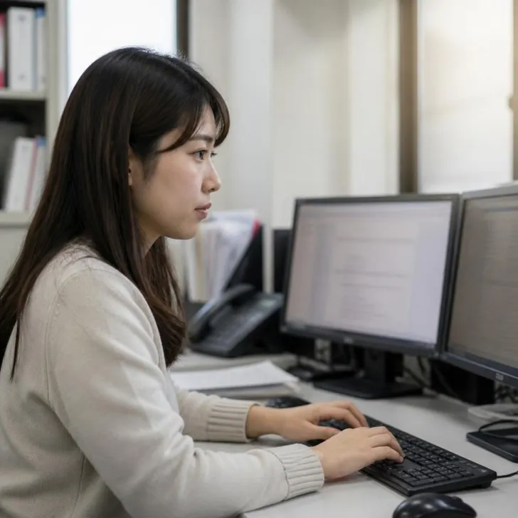 オフィスでエンジニアと人事担当が求人票の技術の説明を確かめる場面(イメージ)